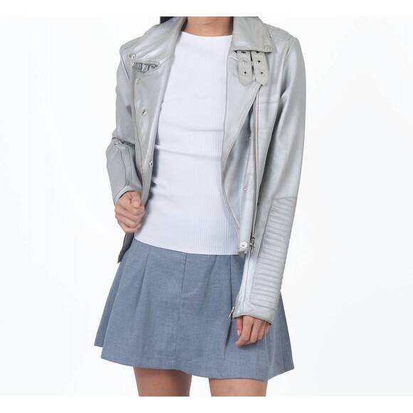 NEW JKT NYC harley metallic leather jacket in taupe - Picture 4 of 4